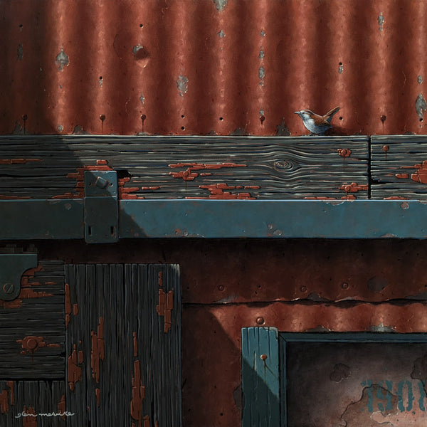 Glen Melville artwork 'Bewick's Wren on Store St.' at White Rock Gallery