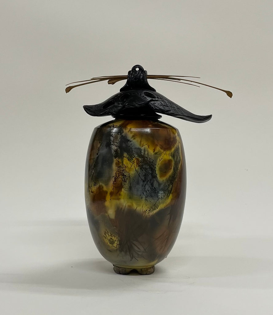 Geoff Searle artwork 'Geoff Searl - "Medium Flatneck Vase with Lid (GS266)"' at White Rock Gallery