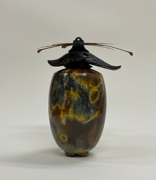Geoff Searle artwork 'Geoff Searl - "Medium Flatneck Vase with Lid (GS266)"' at White Rock Gallery
