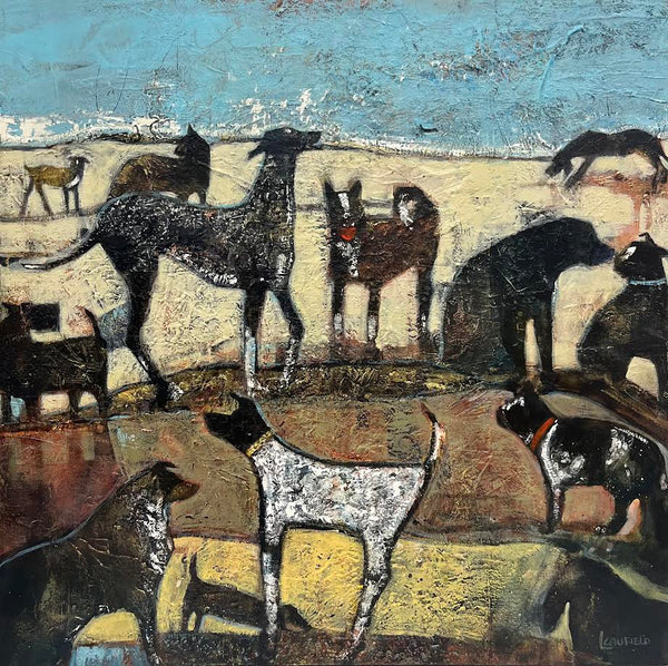 Lee Caufield artwork 'Off Leash, Dog Beach' at White Rock Gallery