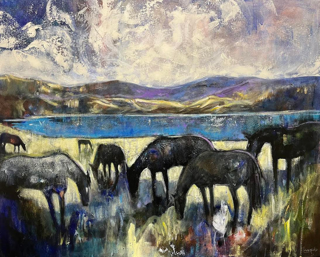 Lee Caufield artwork 'Horses, Lake Head' at White Rock Gallery