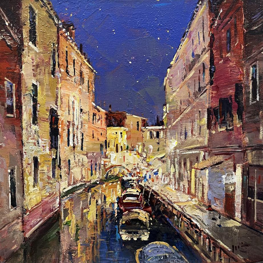 Min Ma artwork 'Min Ma - "Night in Town, Venice"' at White Rock Gallery