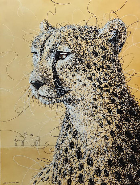 Glen Melville artwork 'Glen Melville - "Fast Food. - Cheetah and Springbuck"' at White Rock Gallery