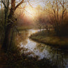 Renato Muccillo January Illumination original oil painting, realistic Canadian winter landscape near Maple Ridge, framed artwork available at White Rock Gallery