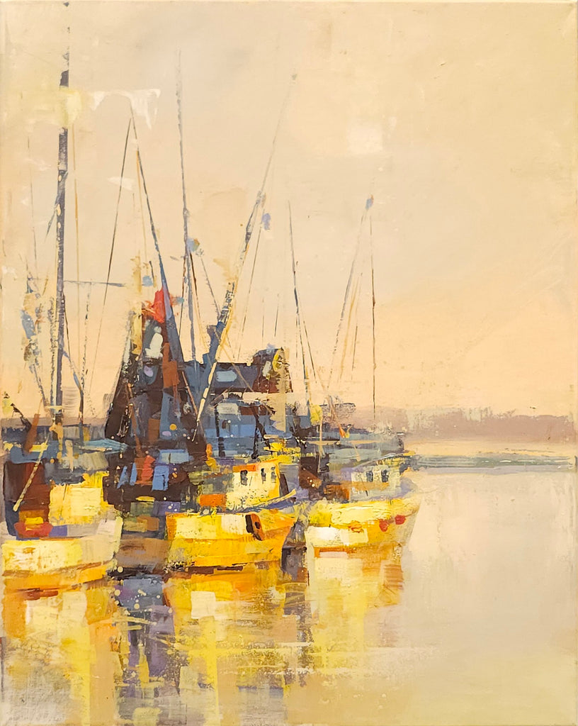 William Liao artwork 'Boats Lying in Harbur' at White Rock Gallery