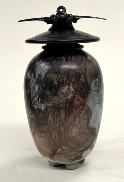Geoff Searle artwork 'Medium Round Vase with Top (GS302)' at White Rock Gallery
