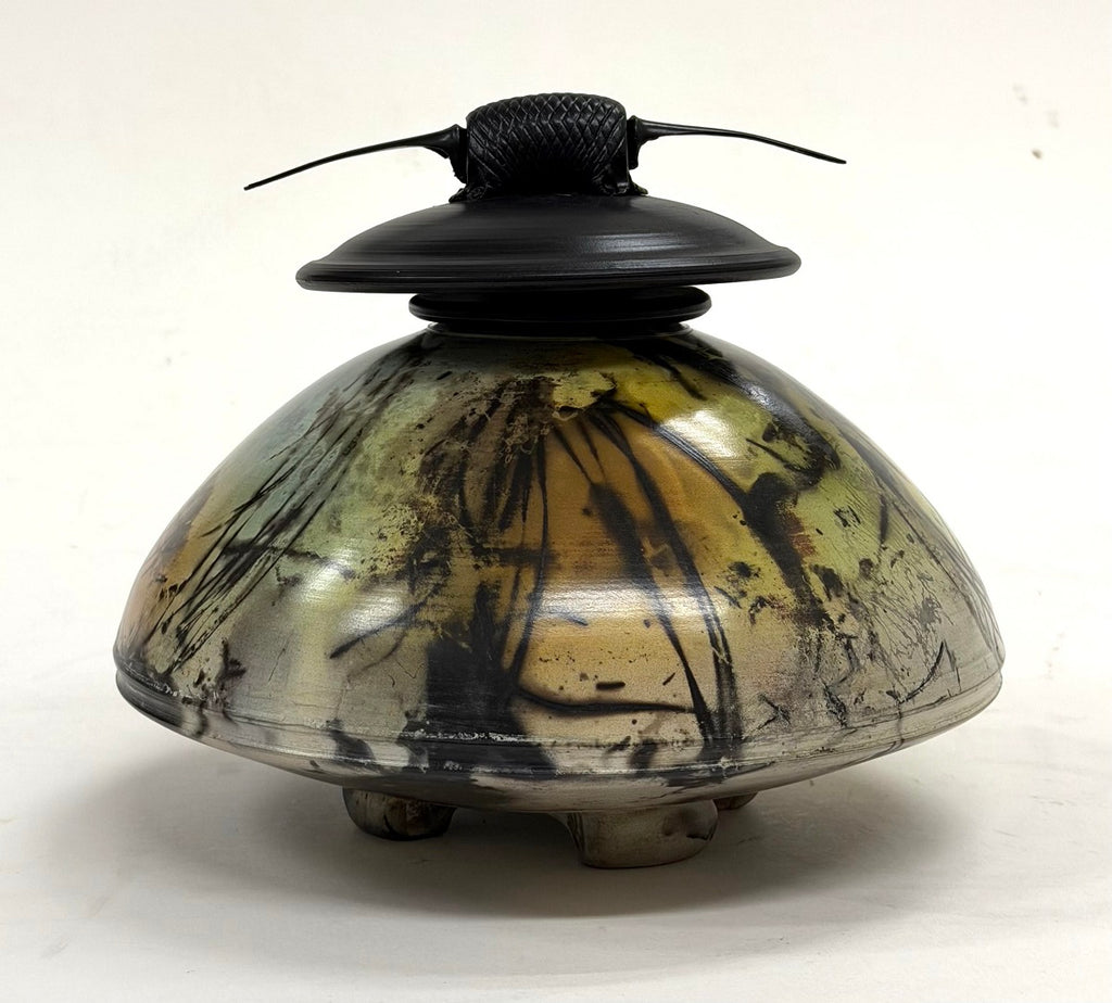 Geoff Searle artwork 'Medium Spaceship Vase with Top (GS305)' at White Rock Gallery