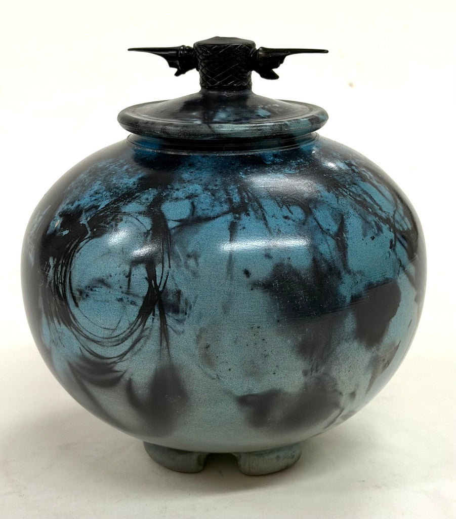 Geoff Searle artwork 'Round Urn with Horns (GS308)' at White Rock Gallery