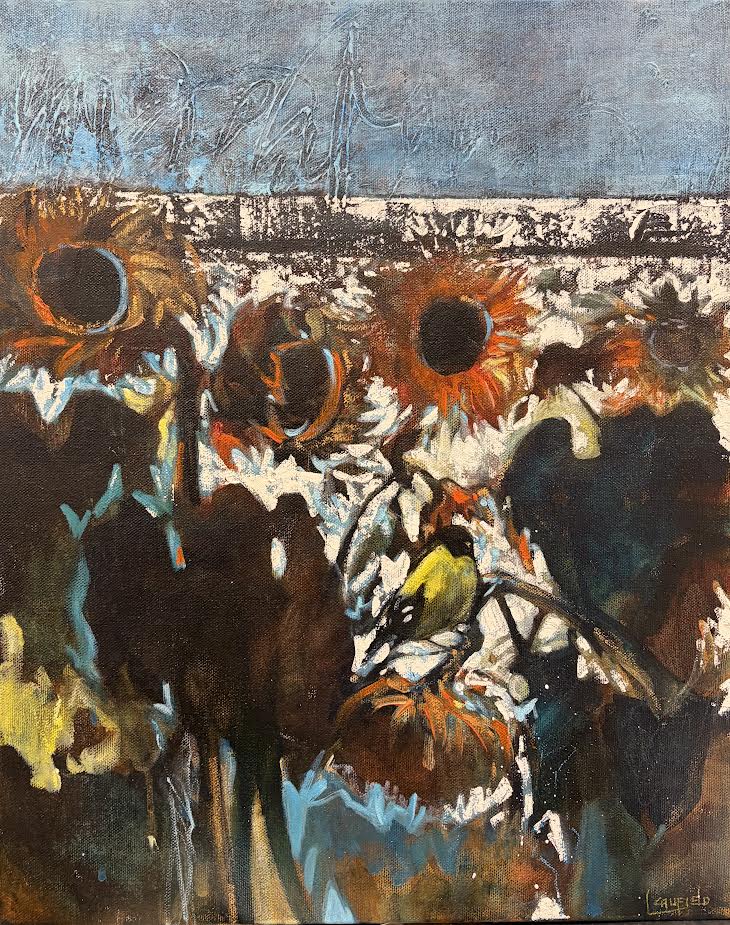 Lee Caufield artwork 'Lee Caufield - Garden Wall with Finch' at White Rock Gallery