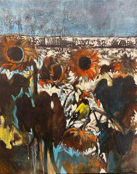 Lee Caufield artwork 'Lee Caufield - Garden Wall with Finch' at White Rock Gallery