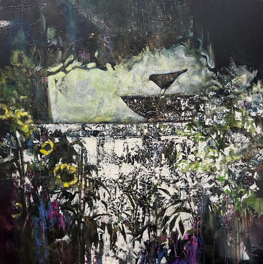 Lee Caufield artwork 'Lee Caufield - Blackbird at the Bath' at White Rock Gallery