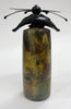Tall Thin Vase with Black and Gold Top GS282