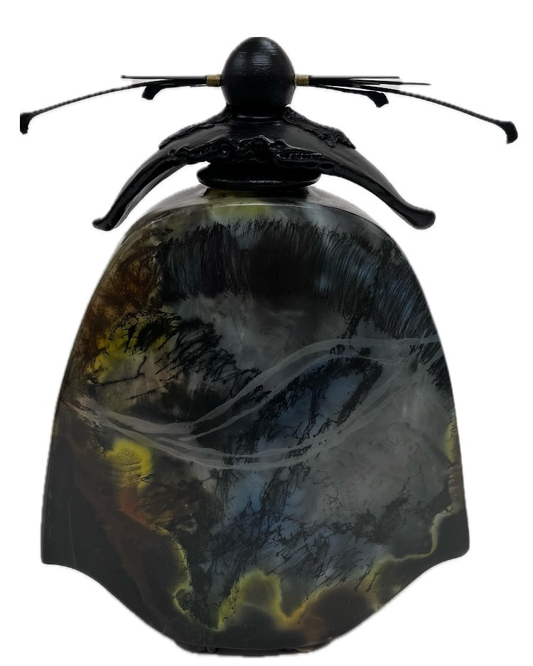 Tall Slab Vase Black Top GS274