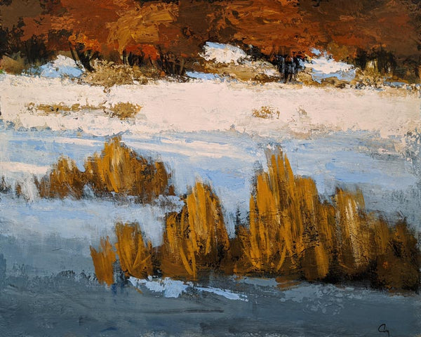 Robert P. Roy artwork 'Roseaux dans la neige (Reeds in the Snow)' at White Rock Gallery