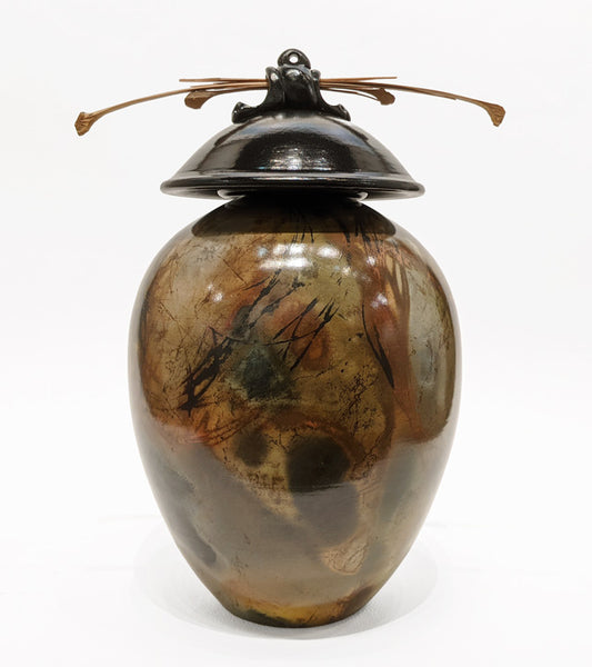 Geoff Searle artwork 'Medium Round Vase with top - GS253' at White Rock Gallery