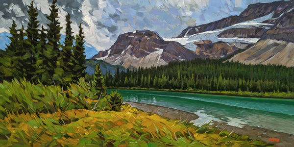 Graeme Shaw artwork 'Rocky Mountain Icon - Crowfoot Glacier' at White Rock Gallery
