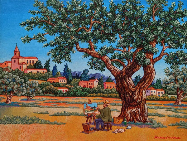 Michael Stockdale artwork 'Michael Stockdale - "Painting a Scene by the Old Olive Tree"' at White Rock Gallery