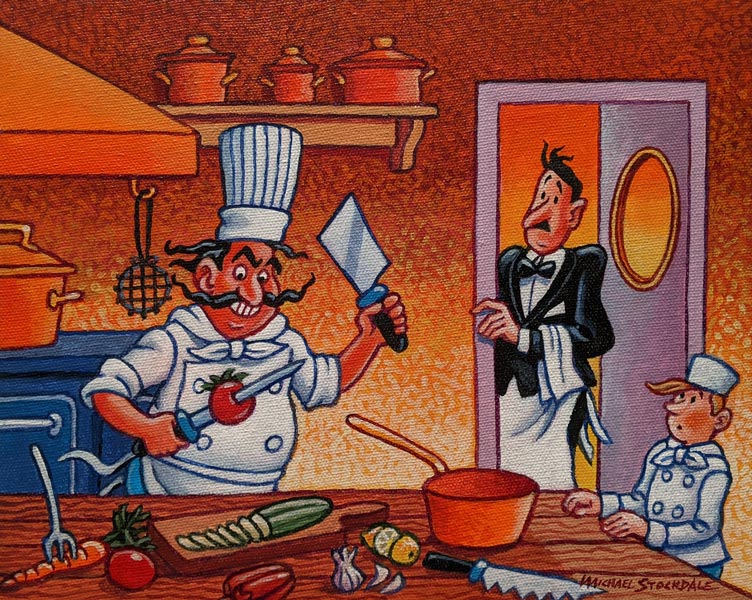 Michael Stockdale artwork 'Chef Gaston in Action' at White Rock Gallery