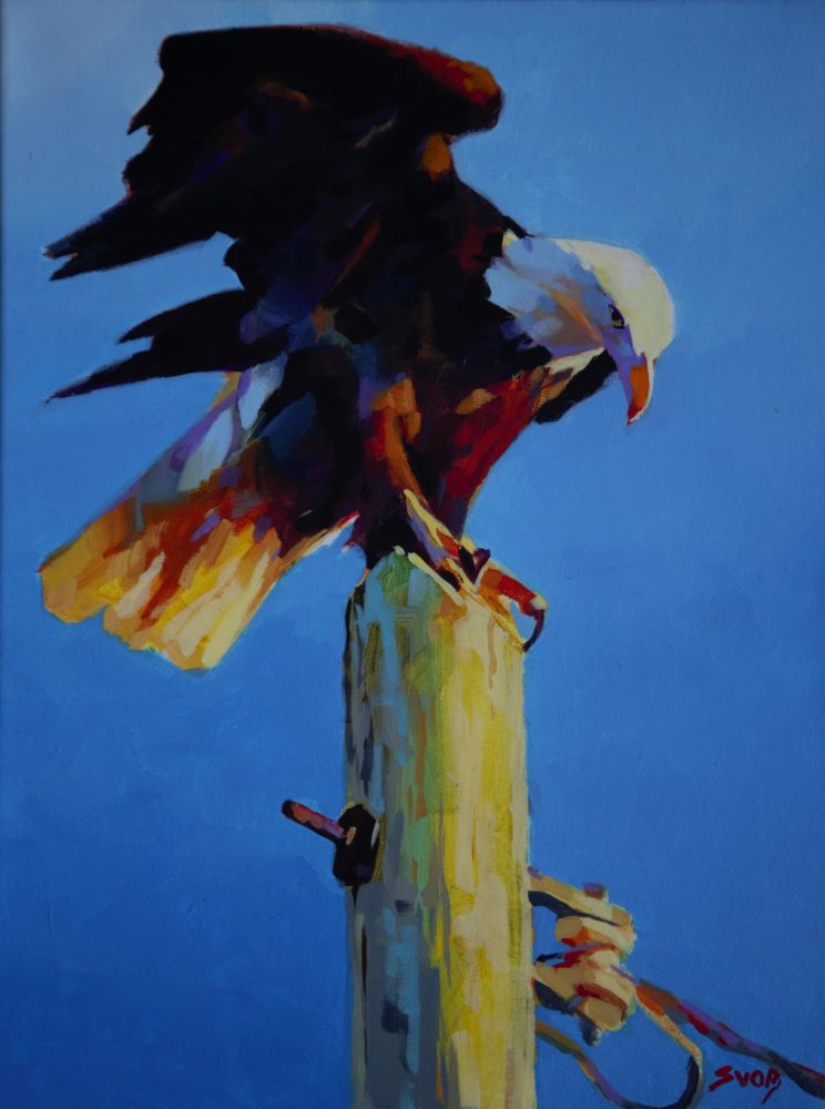 Mike Svob artwork 'The Eagle Has Landed' at White Rock Gallery