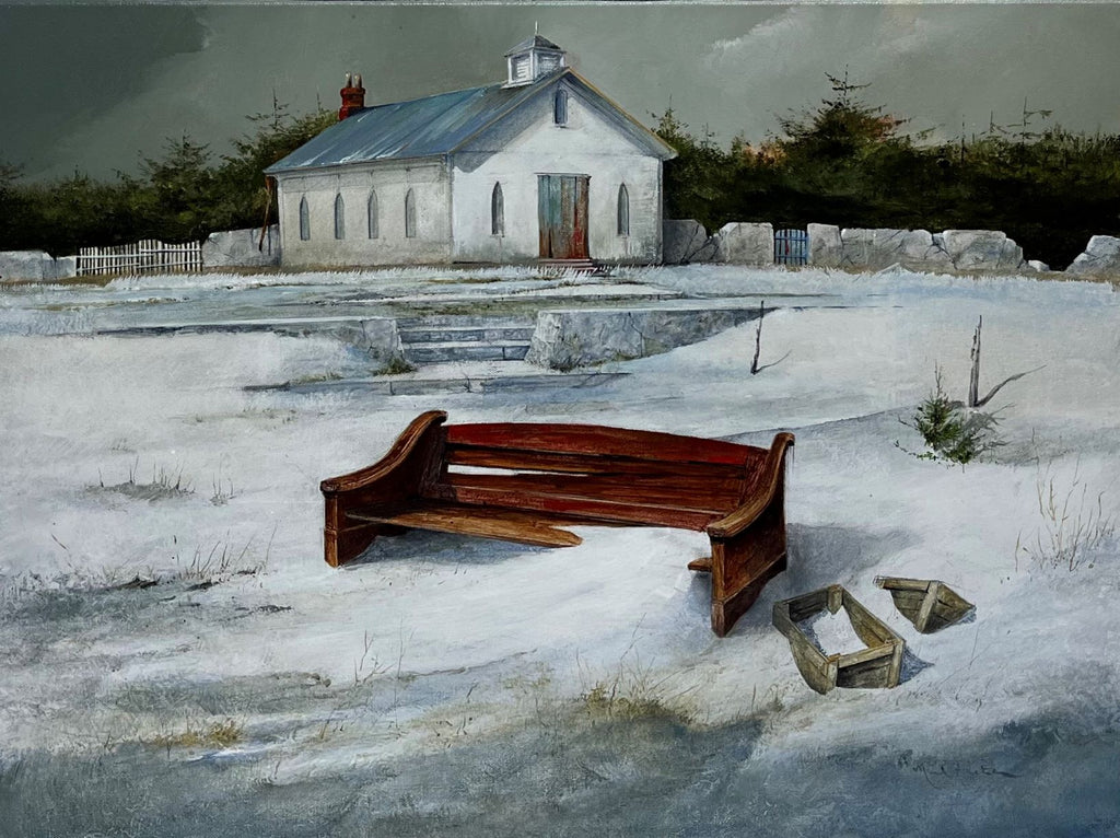 Mark Fletcher artwork 'Bench from the Abandoned Church' at White Rock Gallery