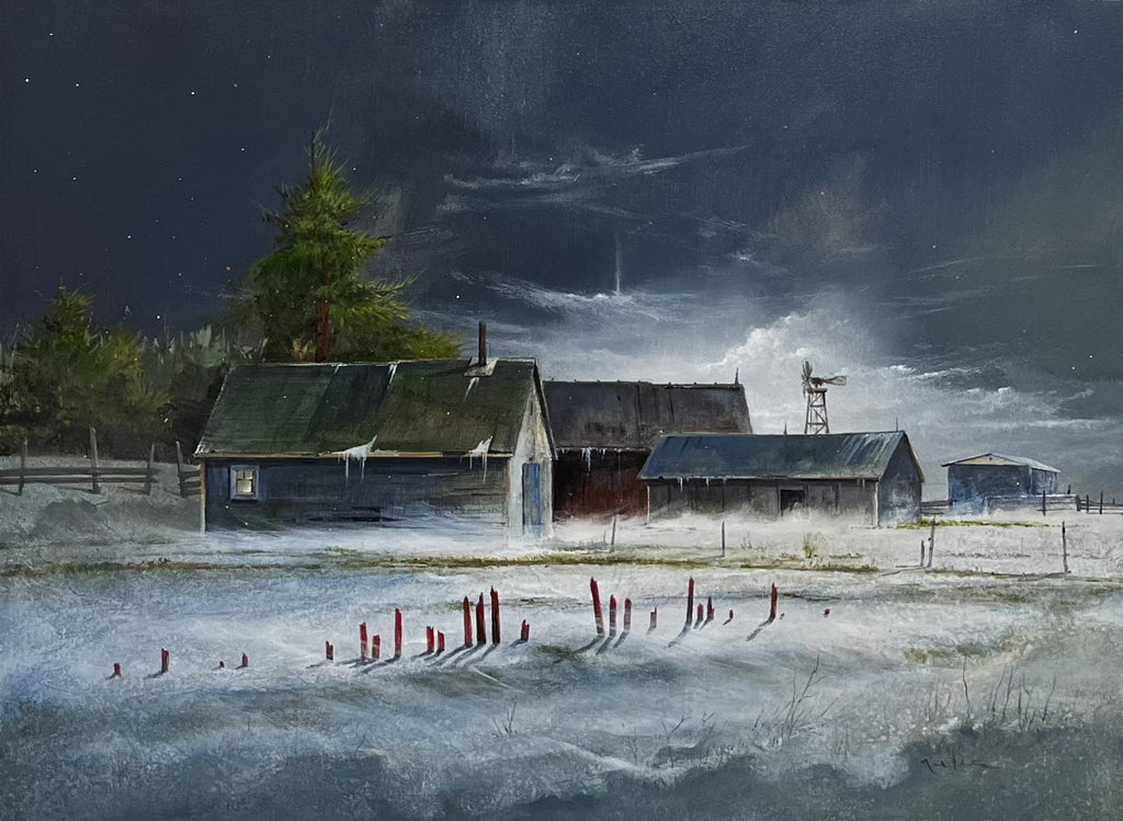 Mark Fletcher artwork 'Remnants of the old snow fence' at White Rock Gallery